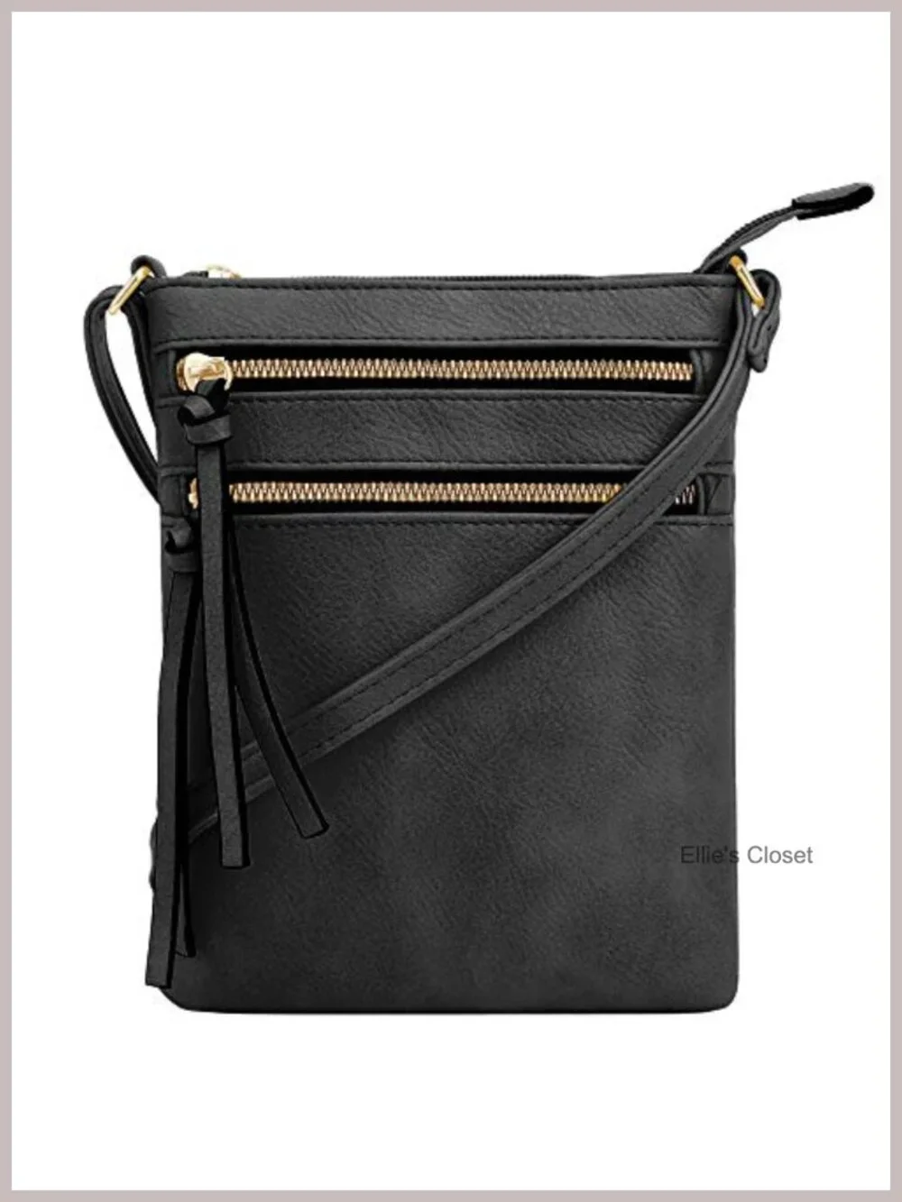 Crossbody Purse Bag Multi Pocket Zipper Faux Leather Shoulder Bag